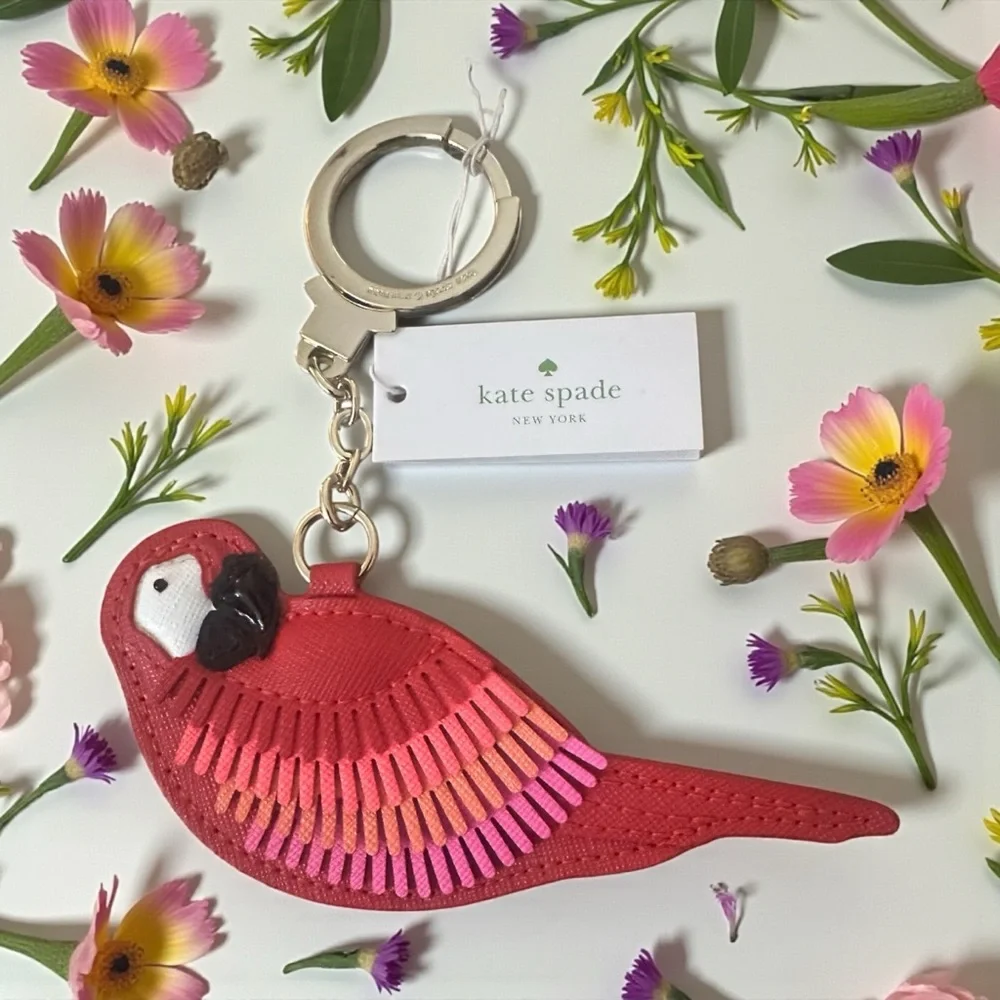 Kate Spade Vibrant Leather Parrot Keychain or Bag Charm New